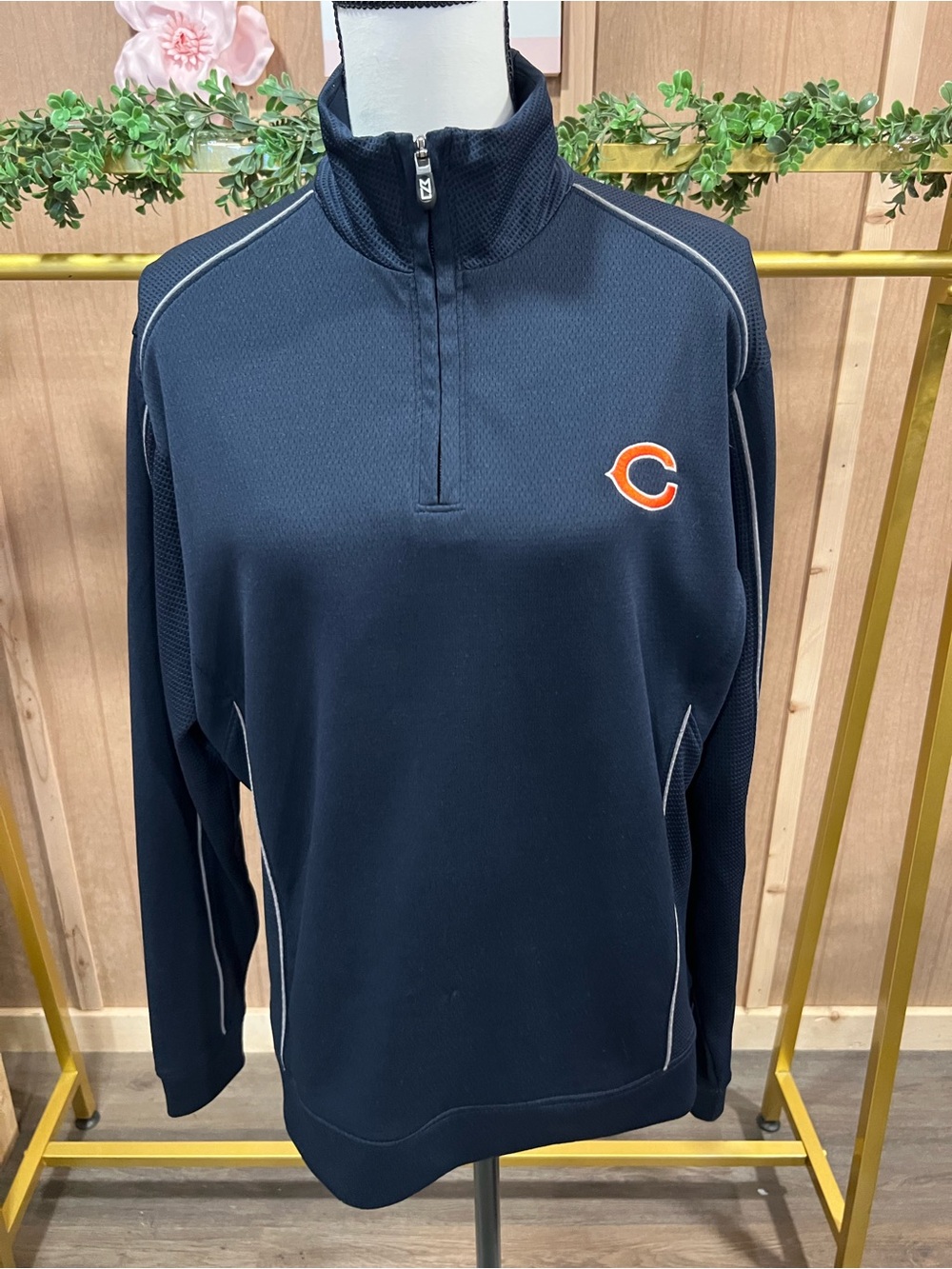 Chicago Bears Navy Quarter-Zip Pullover Jacket